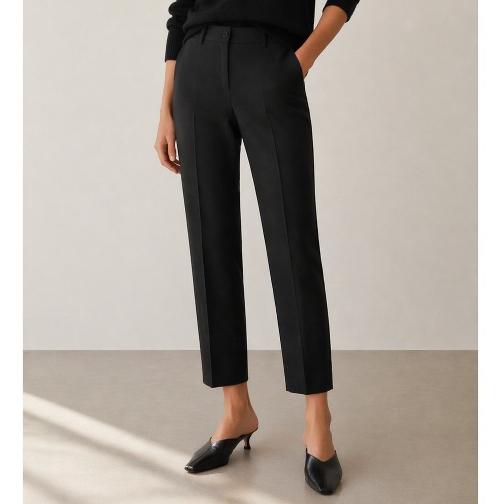 Ganni Crepe Straight Leg Trousers Crop NWT EU40 US10 Quiet Luxury Sustainable